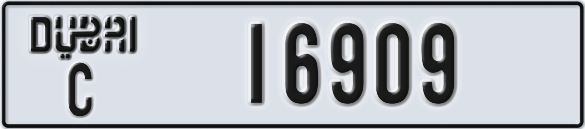 dubai License Plate Number 16909 Code C
