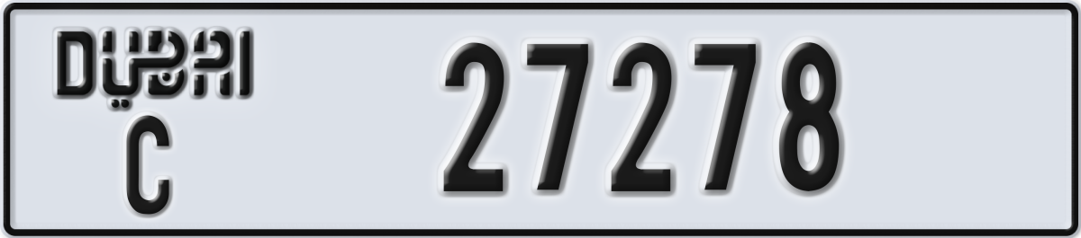 dubai License Plate Number 27278 Code C