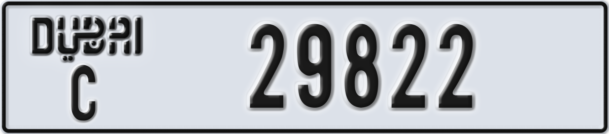 dubai License Plate Number 29822 Code C
