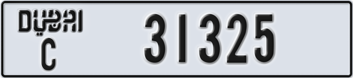 dubai License Plate Number 31325 Code C