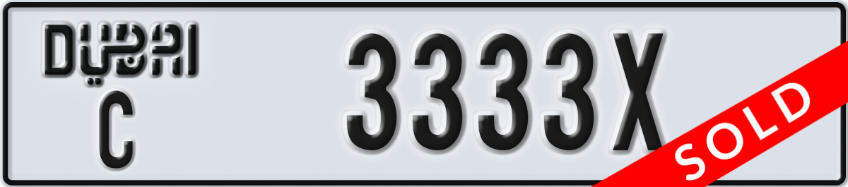 dubai License Plate Number 3333X Code C