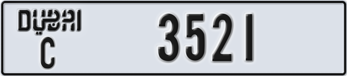dubai License Plate Number 3521 Code C