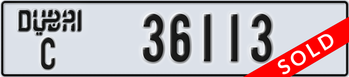 dubai License Plate Number 36113 Code C