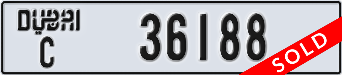 dubai License Plate Number 36188 Code C