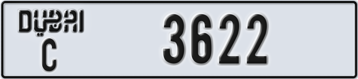 dubai License Plate Number 3622 Code C