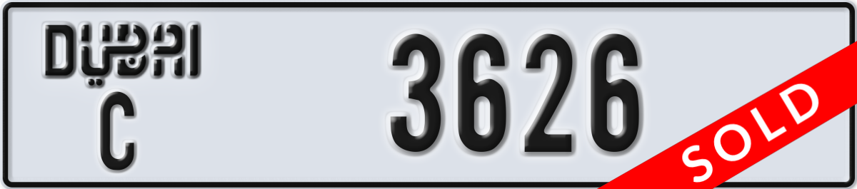 dubai License Plate Number 3626 Code C