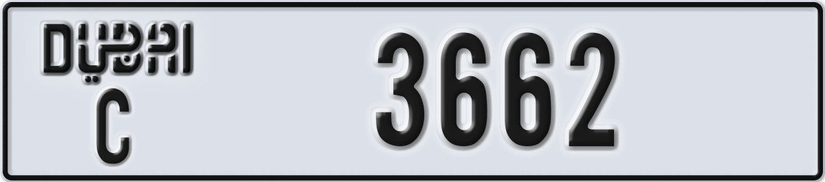 dubai License Plate Number 3662 Code C