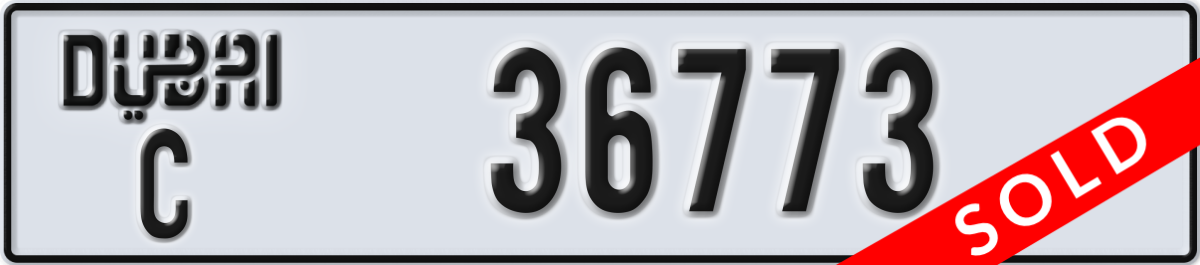 dubai License Plate Number 36773 Code C