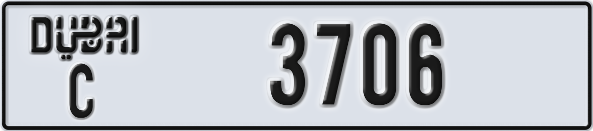 dubai License Plate Number 3706 Code C