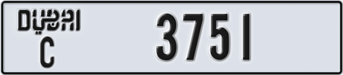 dubai License Plate Number 3751 Code C