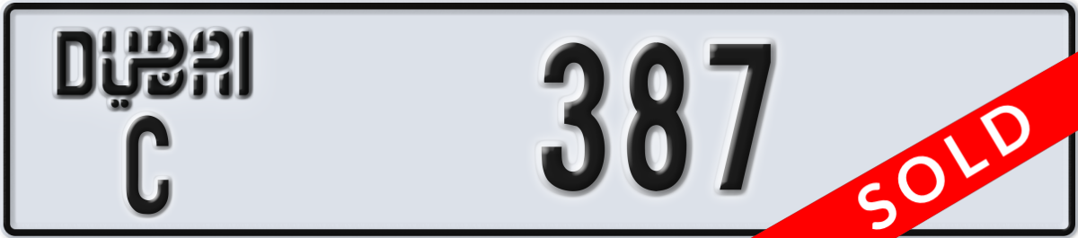 dubai License Plate Number 387 Code C