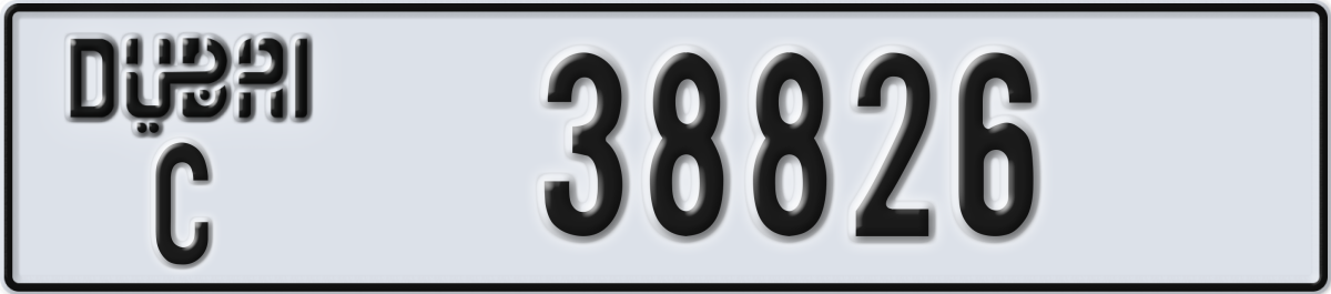 dubai License Plate Number 38826 Code C