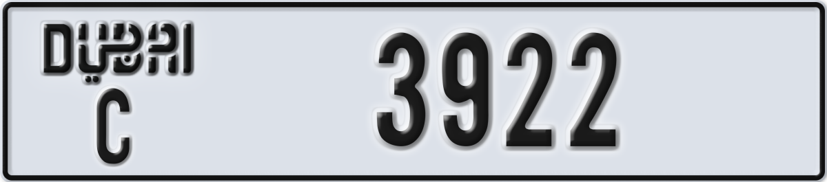 dubai License Plate Number 3922 Code C