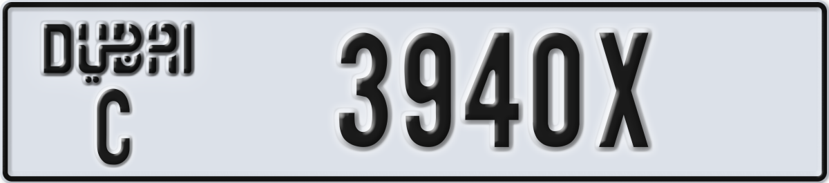 dubai License Plate Number 3940X Code C