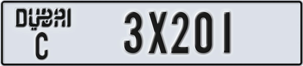 dubai License Plate Number 3X201 Code C