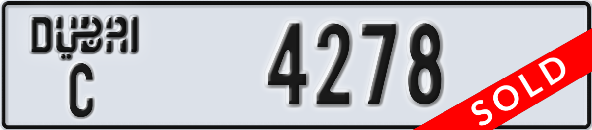 dubai License Plate Number 4278 Code C