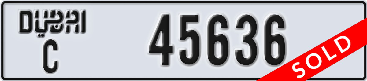 dubai License Plate Number 45636 Code C