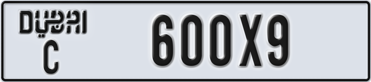 dubai License Plate Number 600X9 Code C