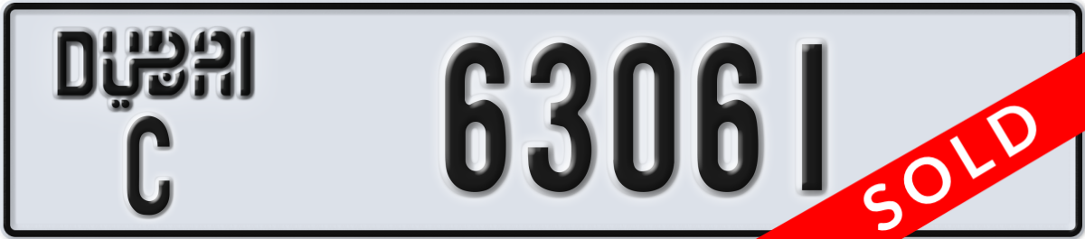 dubai License Plate Number 63061 Code C