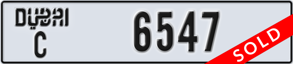 dubai License Plate Number 6547 Code C