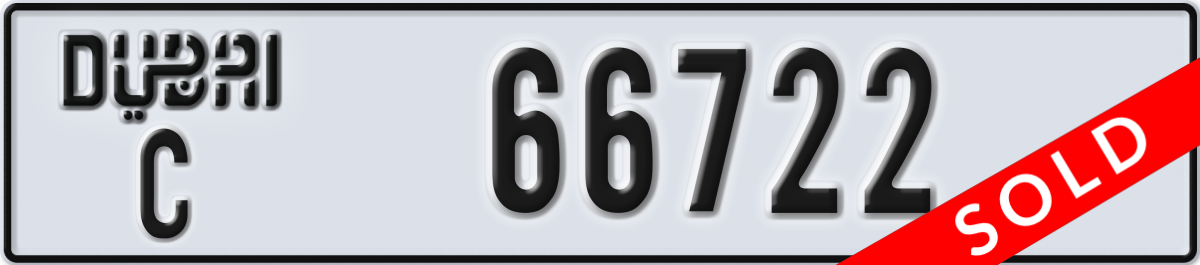 dubai License Plate Number 66722 Code C