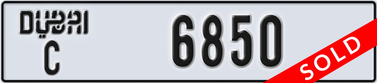 dubai License Plate Number 6850 Code C