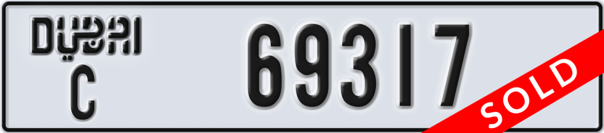dubai License Plate Number 69317 Code C