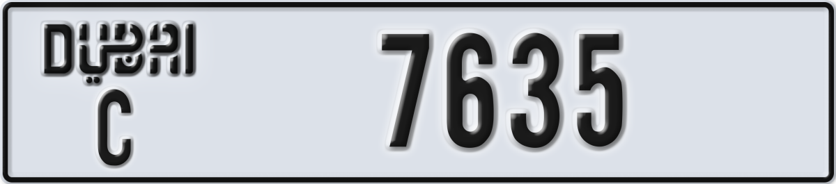 dubai License Plate Number 7635 Code C