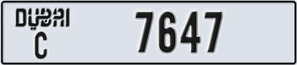 dubai License Plate Number 7647 Code C