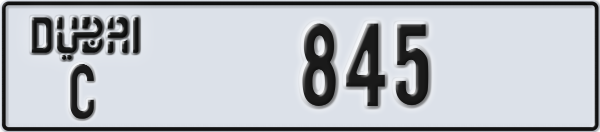 dubai License Plate Number 845 Code C
