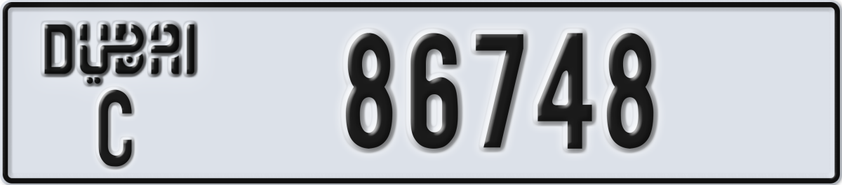 dubai License Plate Number 86748 Code C
