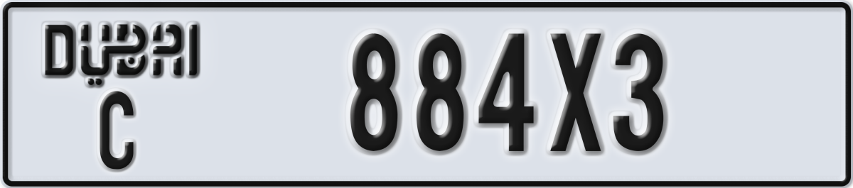 dubai License Plate Number 884X3 Code C