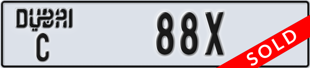 dubai License Plate Number 88X Code C