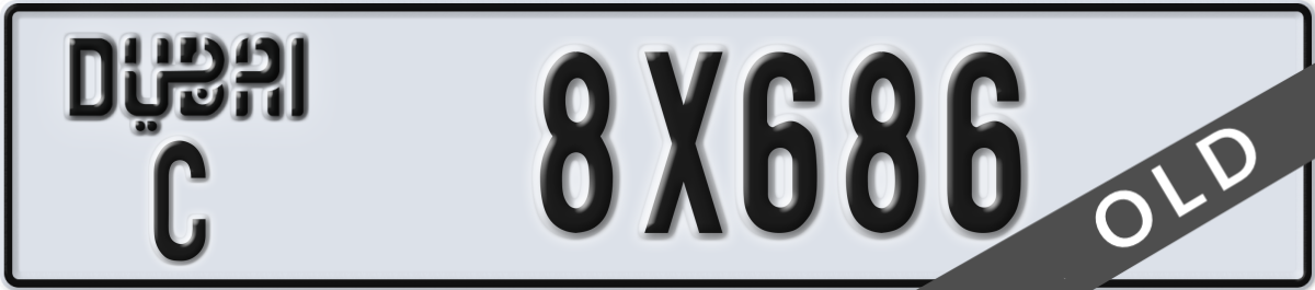 dubai License Plate Number 8X686 Code C