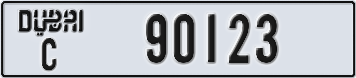 dubai License Plate Number 90123 Code C