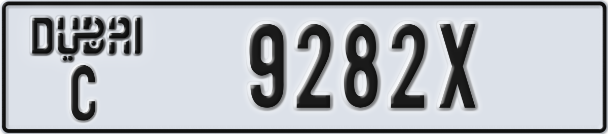 dubai License Plate Number 9282X Code C