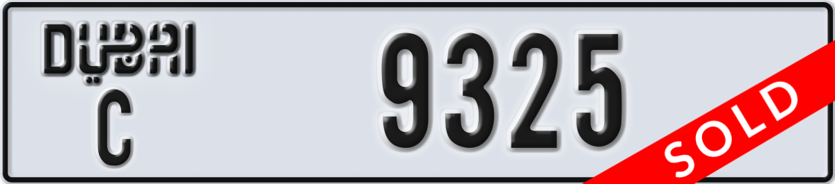 dubai License Plate Number 9325 Code C