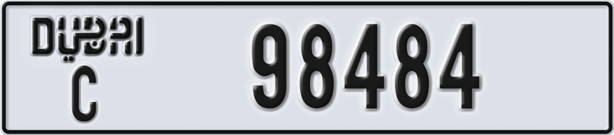 dubai License Plate Number 98484 Code C