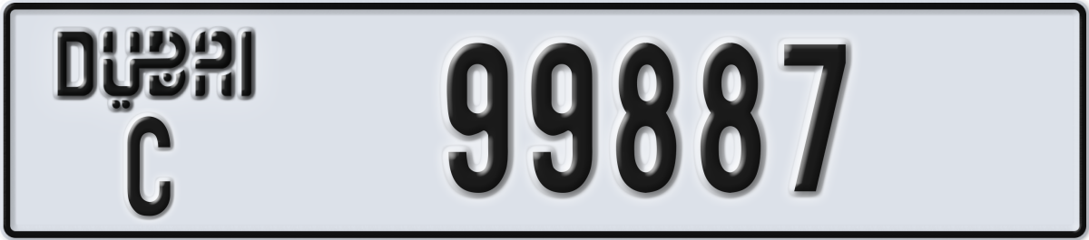 dubai License Plate Number 99887 Code C