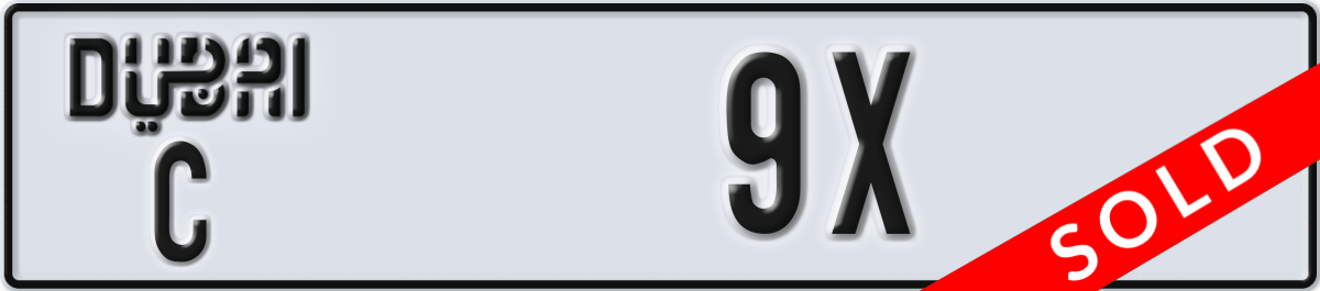 dubai License Plate Number 9X Code C