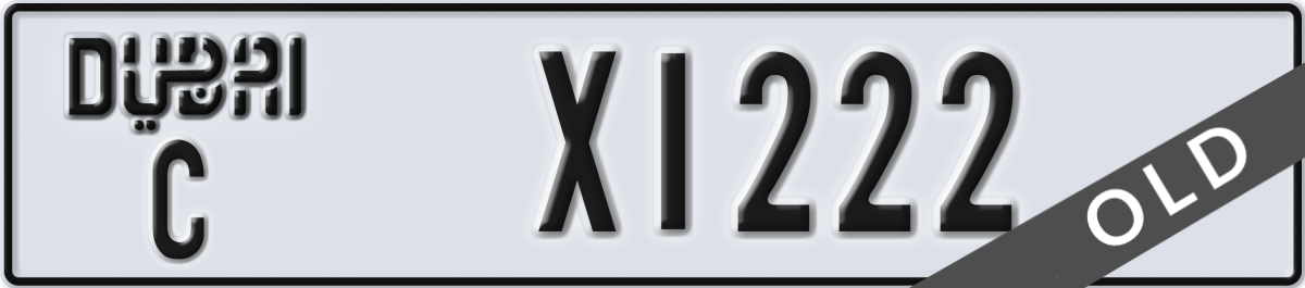 dubai License Plate Number X1222 Code C
