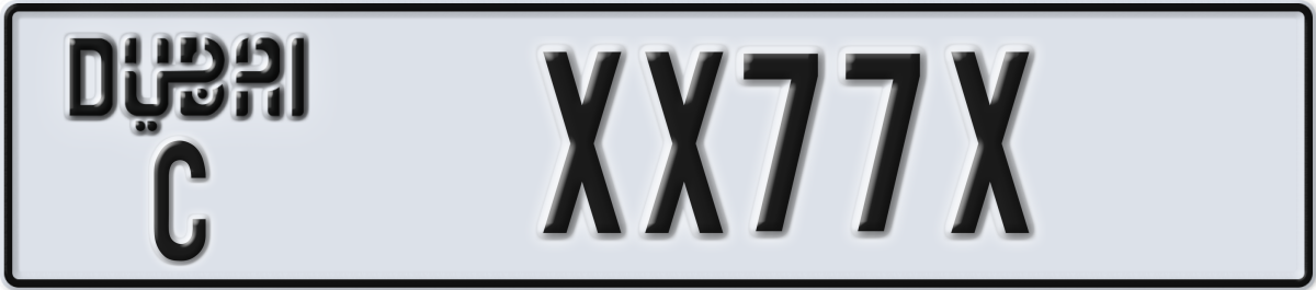 dubai License Plate Number XX77X Code C