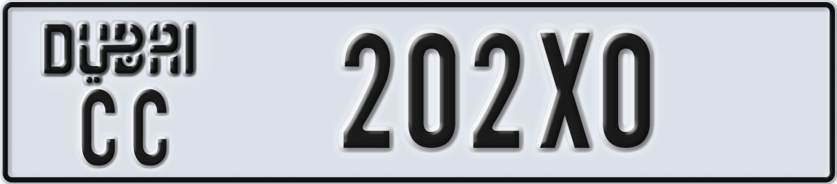 dubai License Plate Number 202X0 Code CC