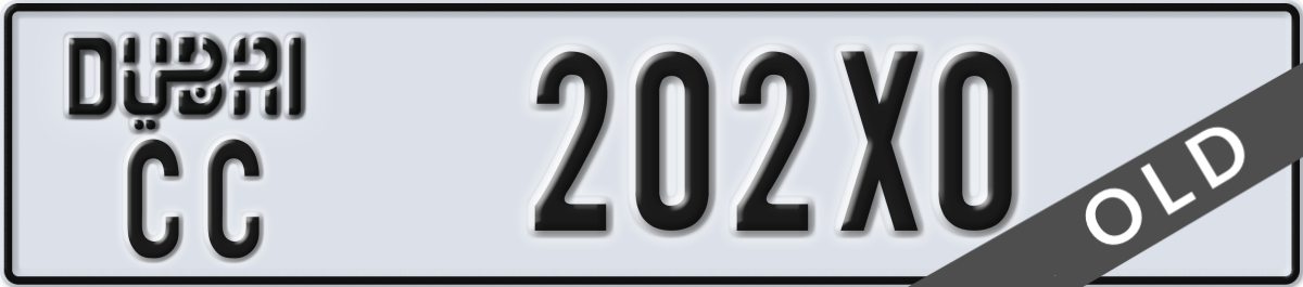 dubai License Plate Number 202X0 Code CC