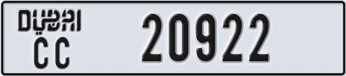 dubai License Plate Number 20922 Code CC