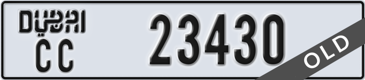 dubai License Plate Number 23430 Code CC