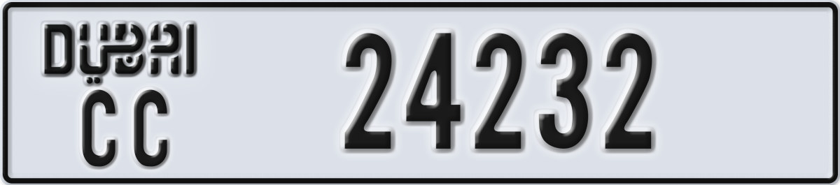 dubai License Plate Number 24232 Code CC