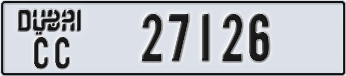 dubai License Plate Number 27126 Code CC