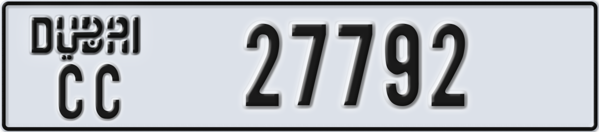 dubai License Plate Number 27792 Code CC