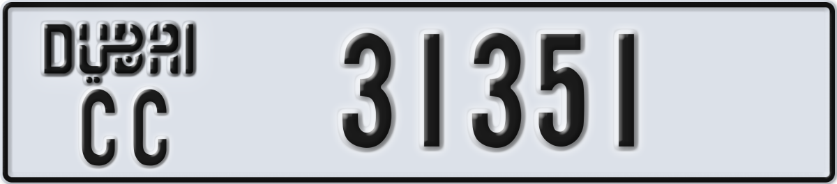 dubai License Plate Number 31351 Code CC
